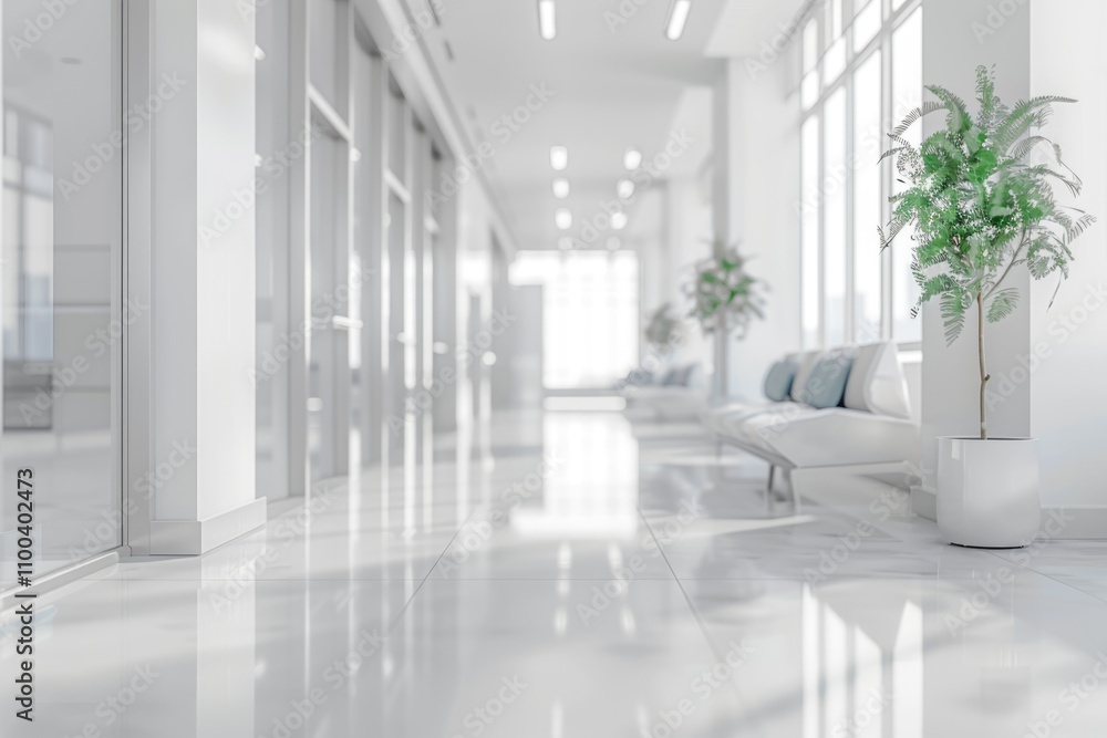 Fototapeta premium Blur focus of White open space office interior can be used as background