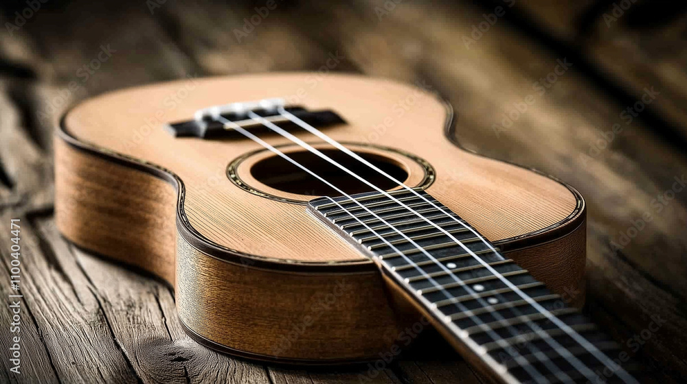 Fototapeta premium Classic ukulele on rustic wood surface