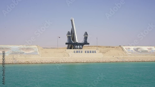 anchor shaped monument of the suez canal at sunrise in 2024