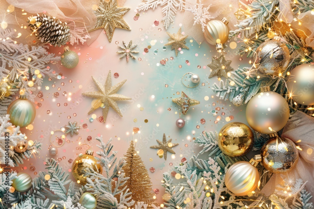 Fototapeta premium Chic tree decorations for New Year greetings.