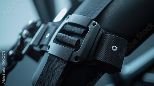 Close-up of adjustable knee extension device straps showcasing ergonomic design, tension control, and secure fastenings, ideal for rehabilitation and physical therapy settings. photo