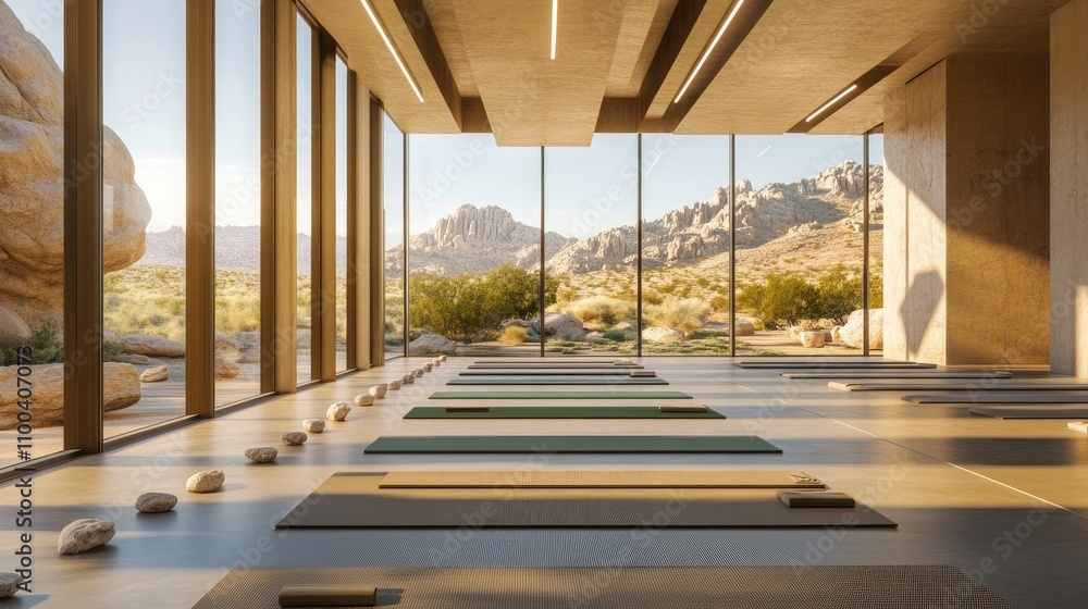 Fototapeta premium A contemporary desert modern yoga studio