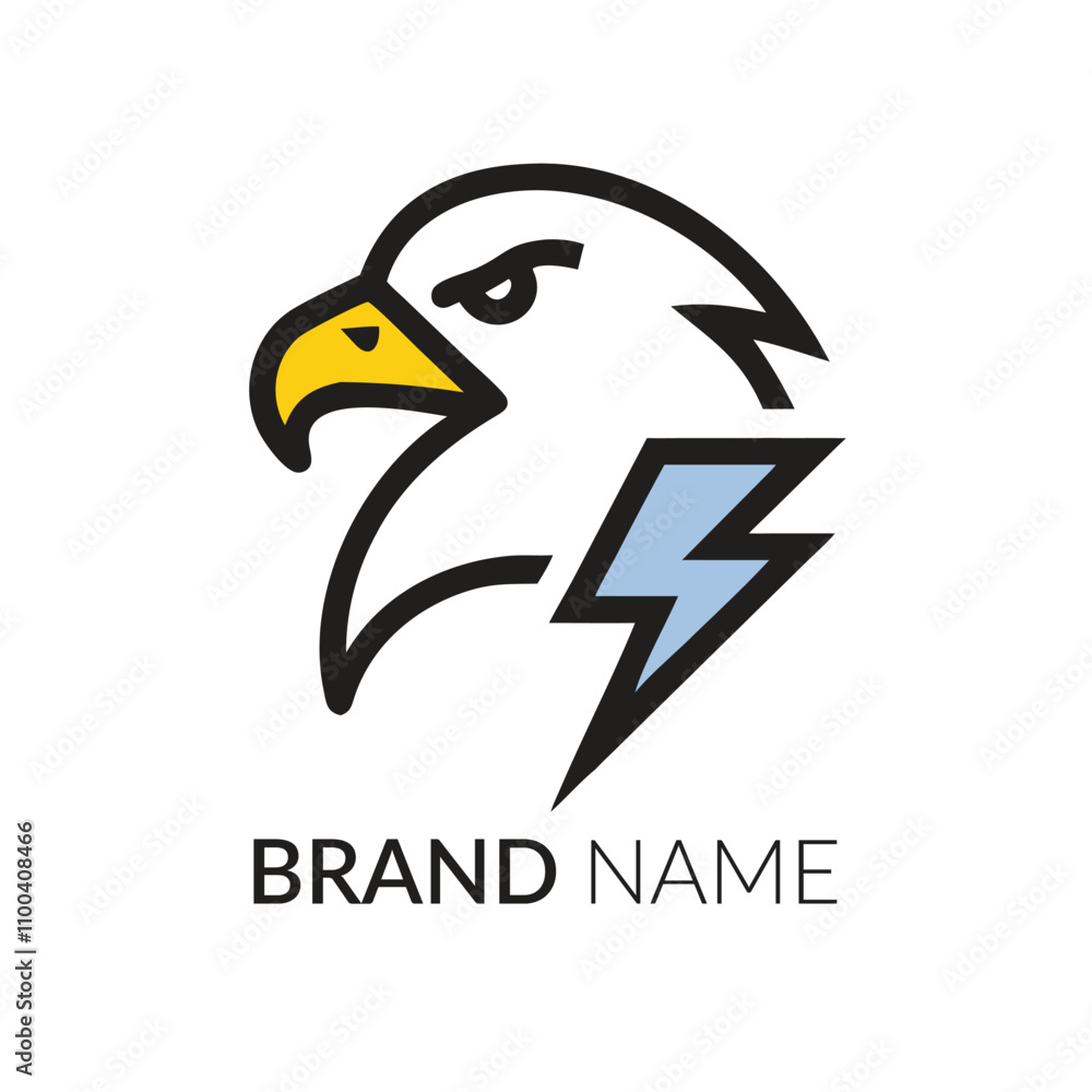 Obraz premium Vector eagle logo symbolizes lightning and electricity