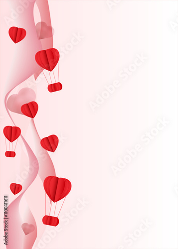 Heart-shaped balloon. Modern design templates of Valentines day, posters, cover. Trendy minimalist aesthetic with gradient graphic backgrounds.