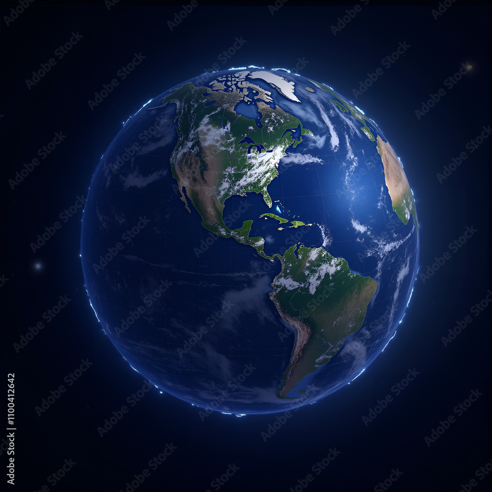 Fototapeta premium Earth viewed from space with glowing edges against a dark background