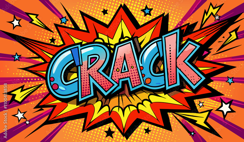 Obraz premium Comic book style explosion with 'Crack' text. 