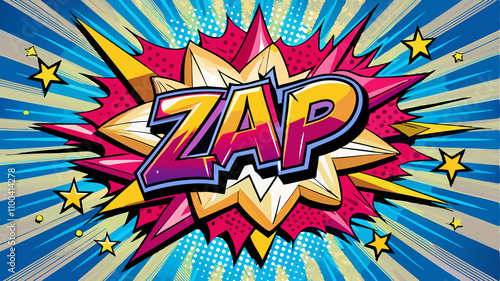 Comic book style explosion with 'Zap' text.  photo