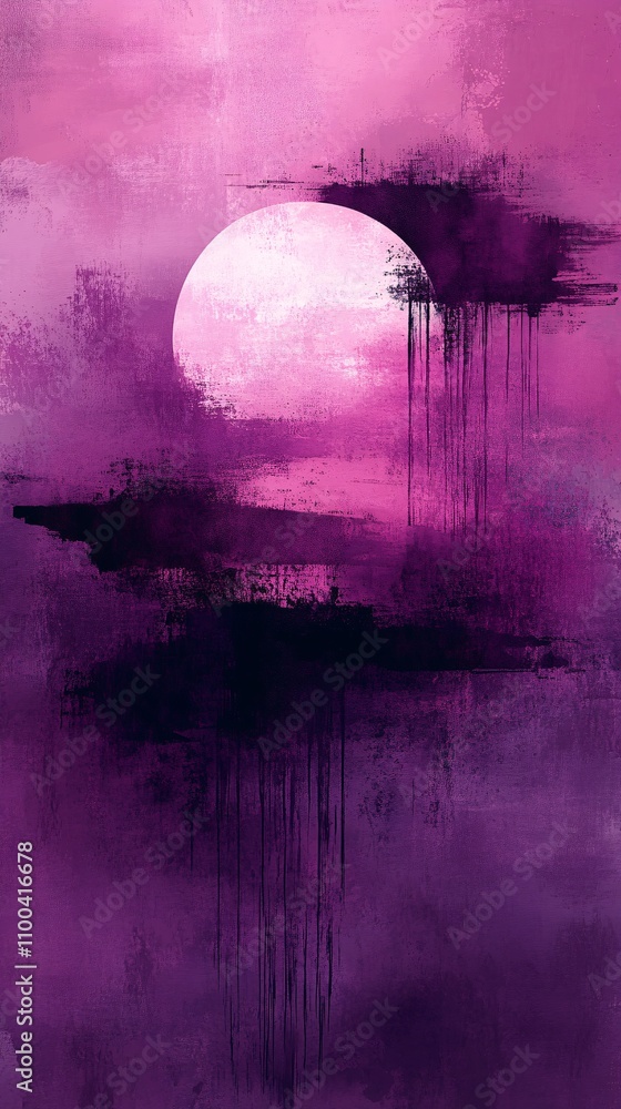 Fototapeta premium A deep plum-colored background with faint watercolor strokes and soft light halos, blending seamlessly for an artistic and modern touch. 