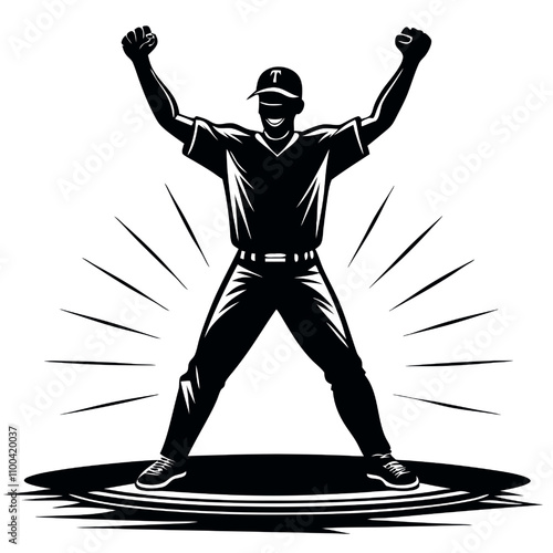 Vector Baseball Player Victory Silhouette 