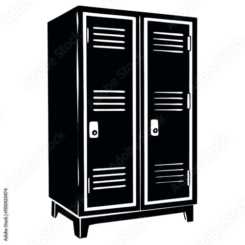 Black Locker with Two Doors 