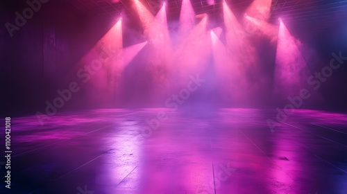 Empty dancefloor with soft mist rolling across a pol AI generated illustration