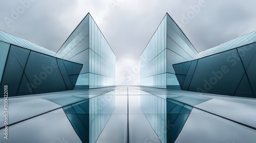 Futuristic corporate towers with glossy glass walls AI generated illustration