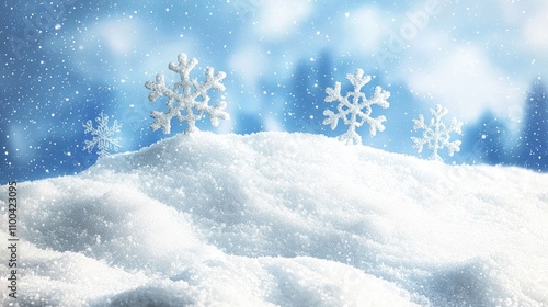 Wallpaper Mural Magical Christmas Winter Background: Snowy Wonderland with Blurred Bokeh and Festive Greeting Card Design Torontodigital.ca