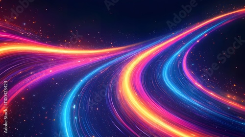 High energy visual featuring flowing neon trails in AI generated illustration