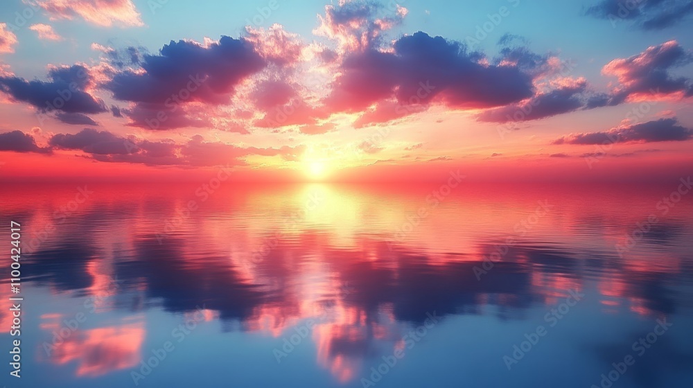 Fototapeta premium Serene Sunset Reflecting On Calm Ocean Waters
