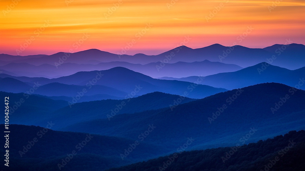 Fototapeta premium Majestic Sunset over Blue Ridge Mountains Layers Landscape Nature Photography