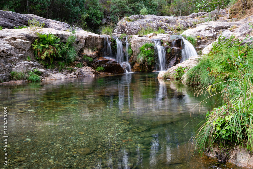 Waterfall in the natural pool of Loureza. Oia - Galicia - Spain Waterfall in the natural pool of Loureza. Oia - Galicia - Spain