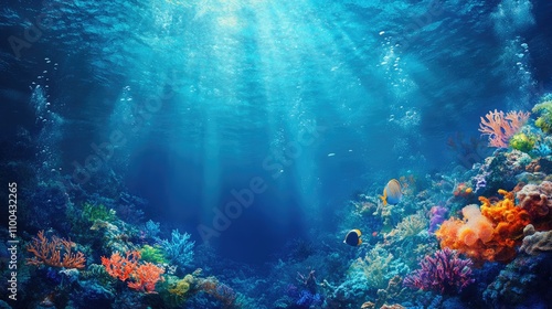 Wallpaper Mural Vibrant underwater scene showcasing colorful corals and marine life in clear blue waters. Torontodigital.ca