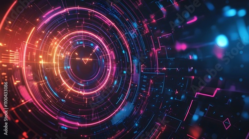 Wallpaper Mural Neon arena with concentric glowing rings dynamic lig AI generated illustration Torontodigital.ca