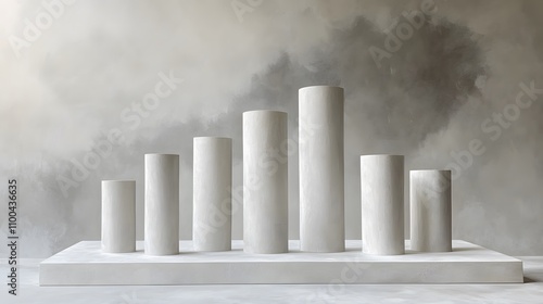 Simple and modern abstract scene with aligned cylind AI generated illustration photo