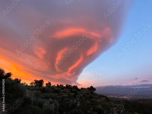 Vibrant sunset with dramatic cloud patterns