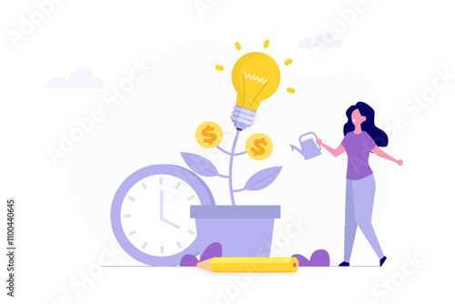 Success long term investment concept. Vector illustration.