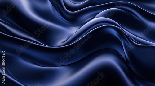Wallpaper Mural Elegant deep blue satin fabric drapes gracefully, highlighting smooth curves and soft texture. Torontodigital.ca
