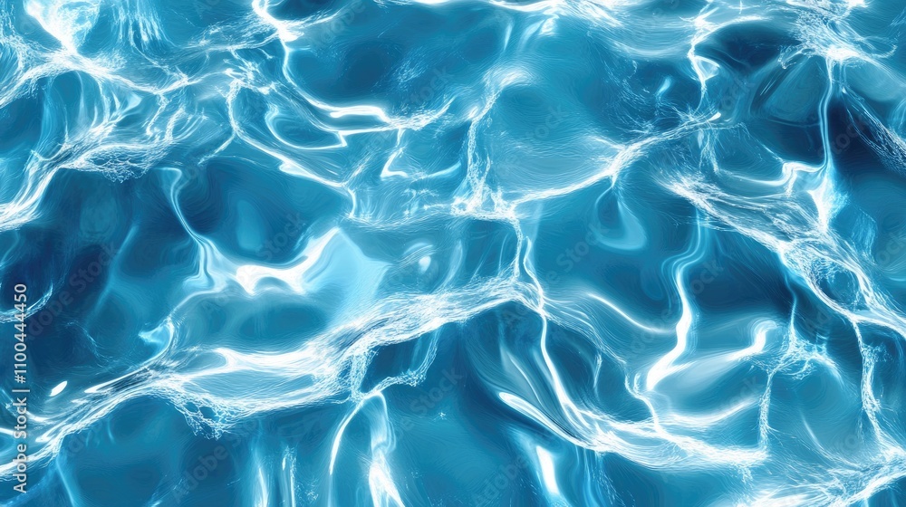 Obraz premium Rippling blue water with shimmering reflections and vibrant textures creating a serene underwater atmosphere.