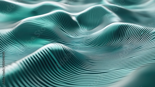 Abstract waves with smooth textures in a tranquil teal hue, creating a calming visual effect.