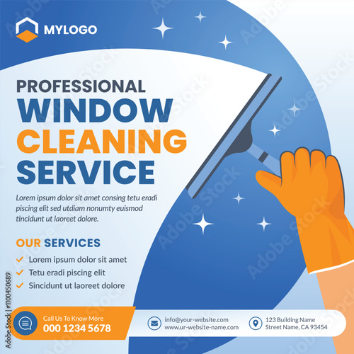 Cleaning Service Flyer Poster Design, Window Cleaning flyer Banner Vector Template