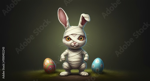 Wallpaper Mural Mummy Easter Bunny Rabbit, Easter Egg Holiday Celebration Image, Undead Dead Halloween Torontodigital.ca