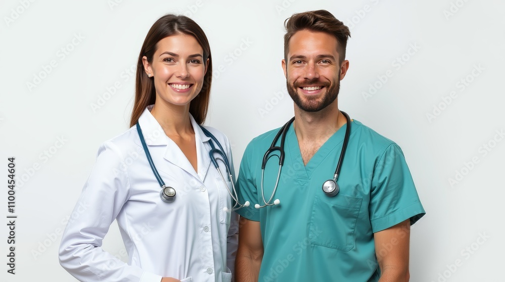 Fototapeta premium Teamwork in Medicine: Two Medical Professionals