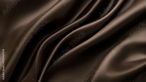 Elegant Dark Brown Silk Fabric Waves Create a Sense of Movement and Depth in Minimalist Design