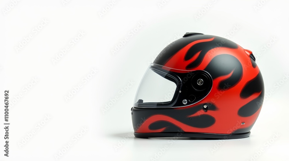 Fototapeta premium Flame Motorcycle Helmet on White Background