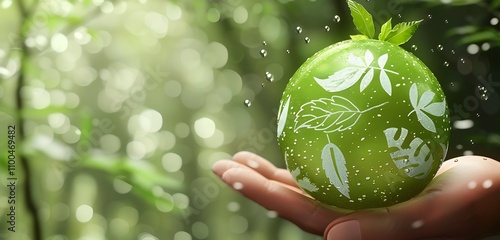 A Transparent Globe Held by Graceful White Hands decorative lucurious background  photo