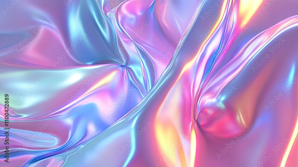 A mesmerizing close-up of iridescent fabric, showcasing flowing textures in vibrant pastel hues. A mesmerizing close-up of iridescent fabric, showcasing flowing textures in vibrant pastel hues.