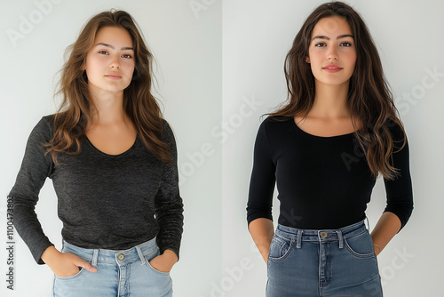 Photographic style, a woman before and after weight loss