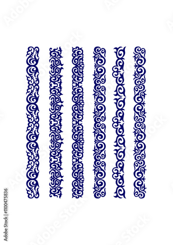 Kazakh ornaments in the form of a border, strips