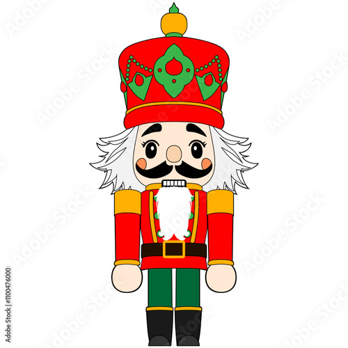 nutcracker soldier christmas decoration figurine, wooden military nutcrackers figure  from the front illustration graphic