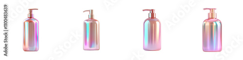 Set of Blank cosmetics bottles Isolated on a transparent background, PNG file