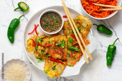 Korean Fish Pancakes Daegujeon .selective focus photo