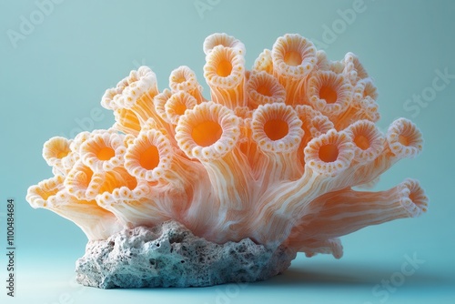 AI-generated: Hyper-realistic close-up of intricate coral reef structure, perfect for ocean-themed designs and marine visuals – showcasing detailed textures and natural patterns for creative applicati photo