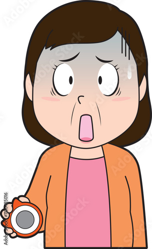パチンコで青ざめる中年女性