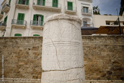 Ancient columns in the center of Bari, Italy, Apulia region