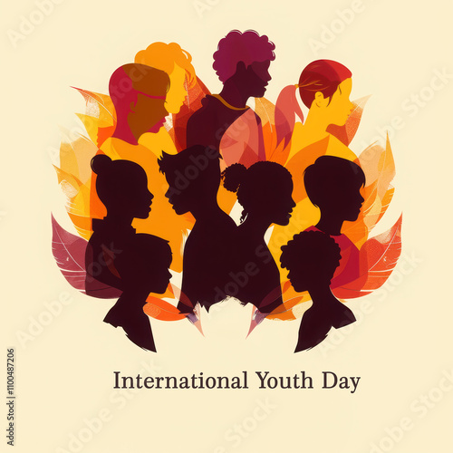 Vibrant silhouette logo design celebrating international youth day photo