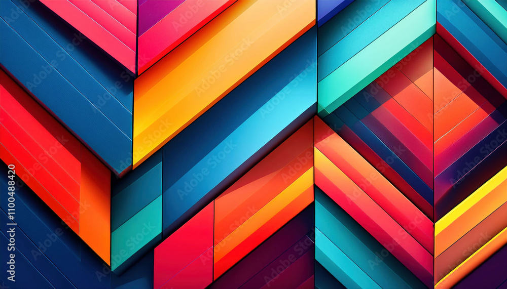 Fototapeta premium A vibrant geometric design with bold, sharp angles and contrasting colors, creating a dynamic and eye-catching visual that plays with form and space in a modern, abstract style.