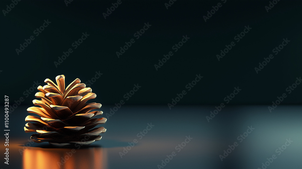 Obraz premium golden pine cone, focused, powerpoint background