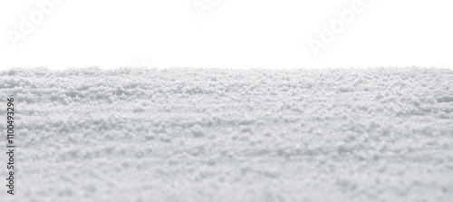 Real plain white snow sparkling in winter sunlight. Flat snow drift with transparent background.