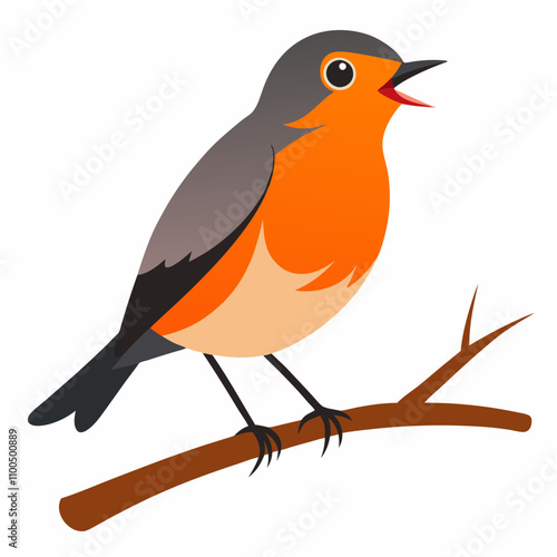 A delightful American Robin singing a melodious tune while perched gracefully on a tree branch, embodying the essence of nature.