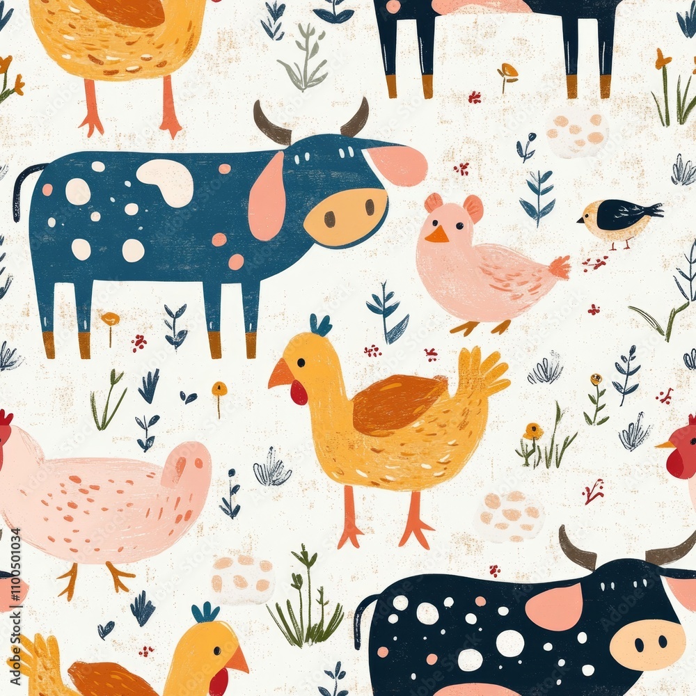 Naklejka premium Farm Animals Pattern Design